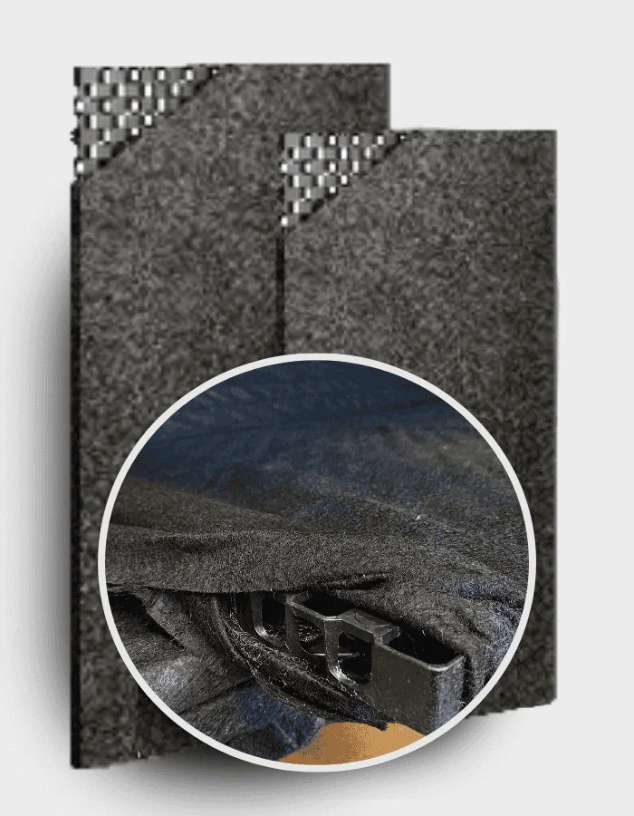 FLO-WALL Drainage Cell Panel with black geotextile fabric