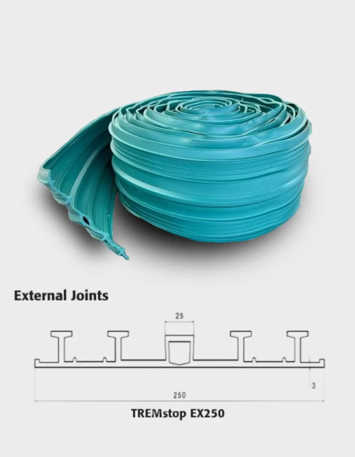 TREMstop PVC Waterstop for EXTERNAL concrete joint waterproofing and sealing